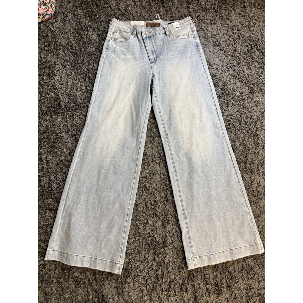 Judy Blue Retro Wide Fit High‎ Waist Jeans Criss-cross Button Closure SZ 9/29